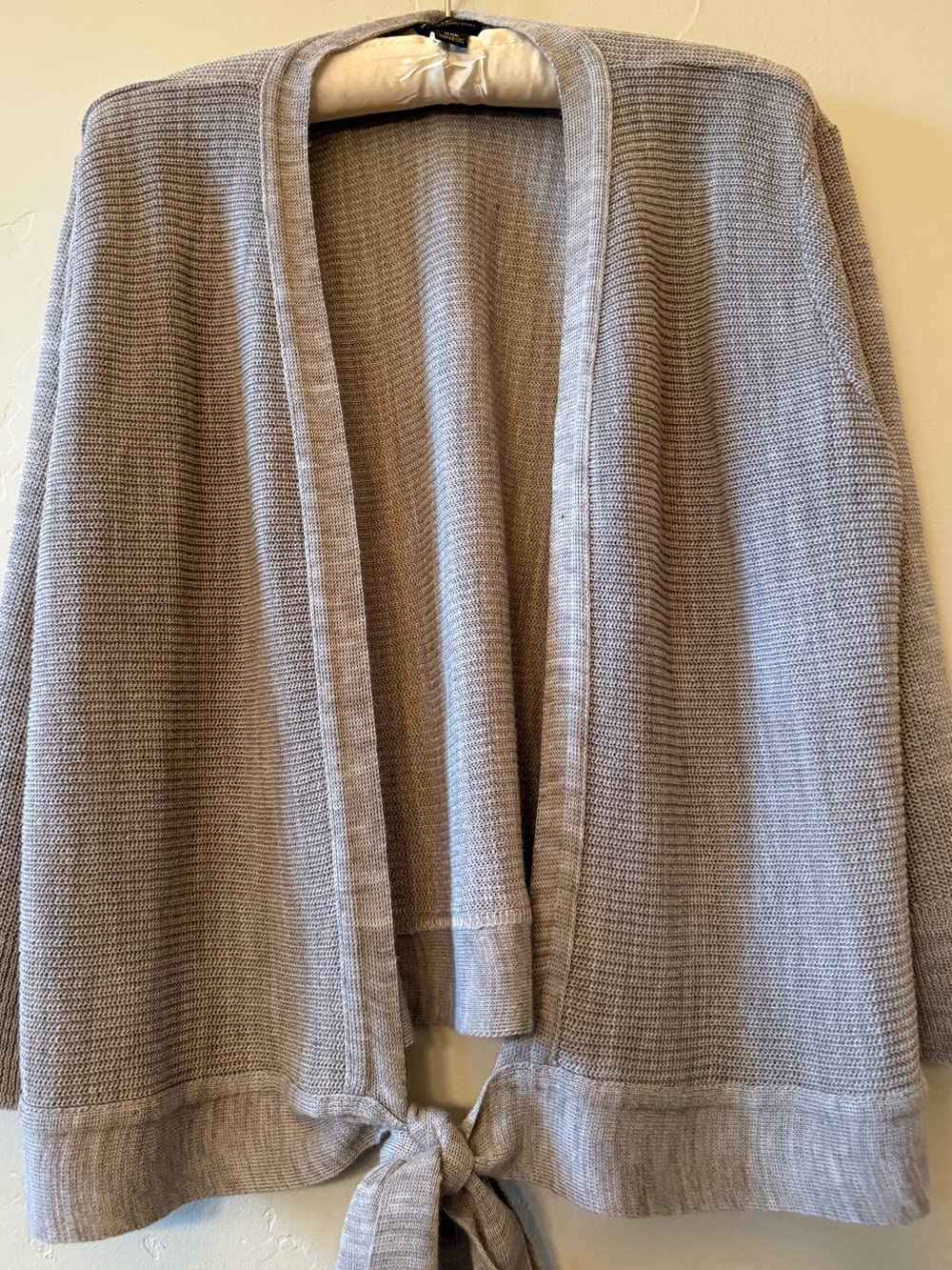 Worthington Light Gray Open-Front Tie-Hem Cardigan